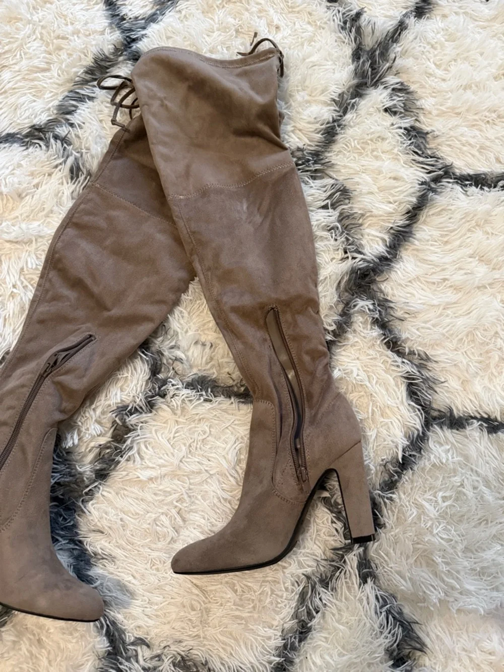 Unisa Taupe Over-the-Knee Suede Heeled Boots